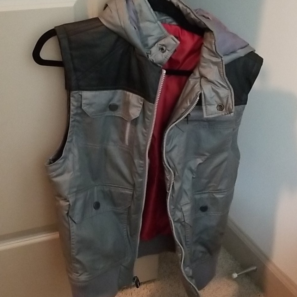 INC Mens Gray/Black Fall Vest